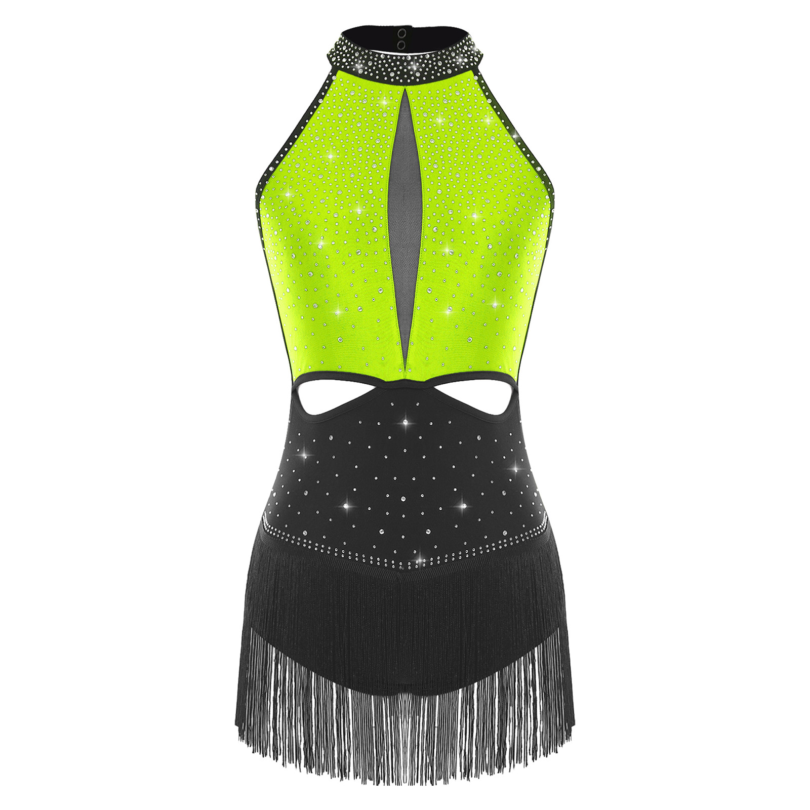Women Dance Rhythmic Dresses S - Rhinestone Banding Trim avis et prix