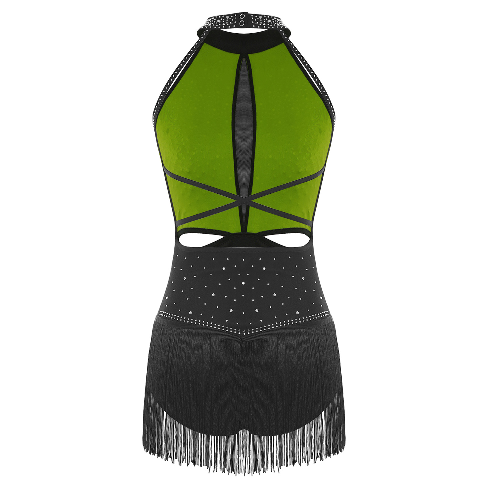 Women Dance Rhythmic Dresses S - Rhinestone Banding Trim avis et prix