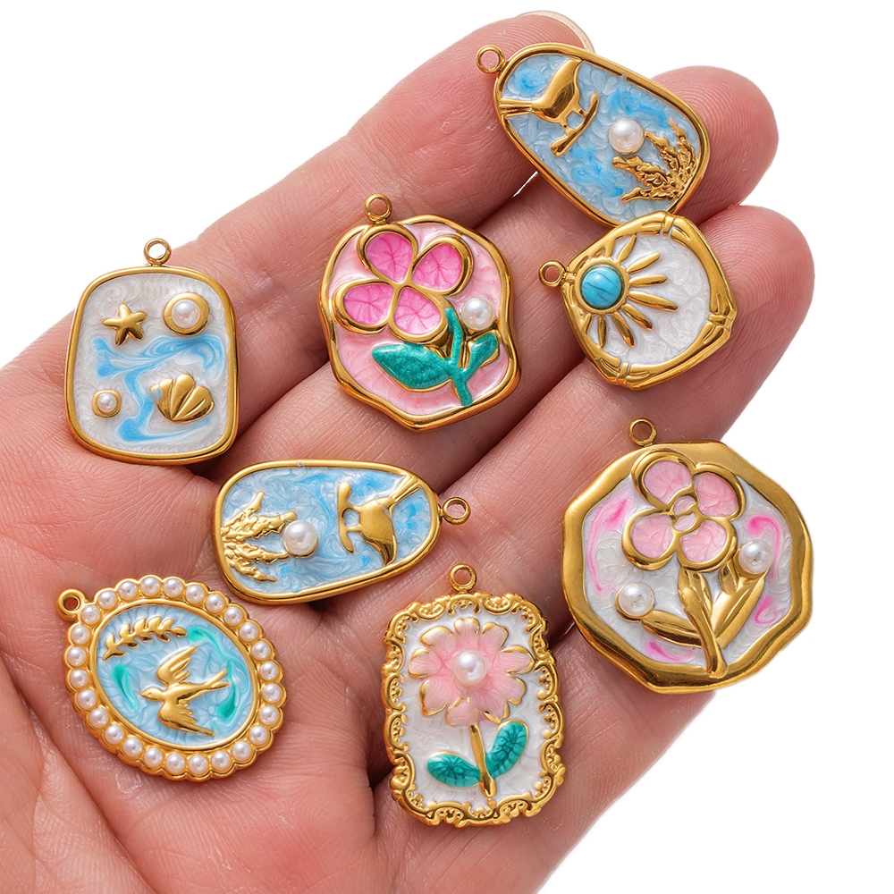 2pcs Gold Stainless Steel Enam - Embellishment Crafts avis et prix