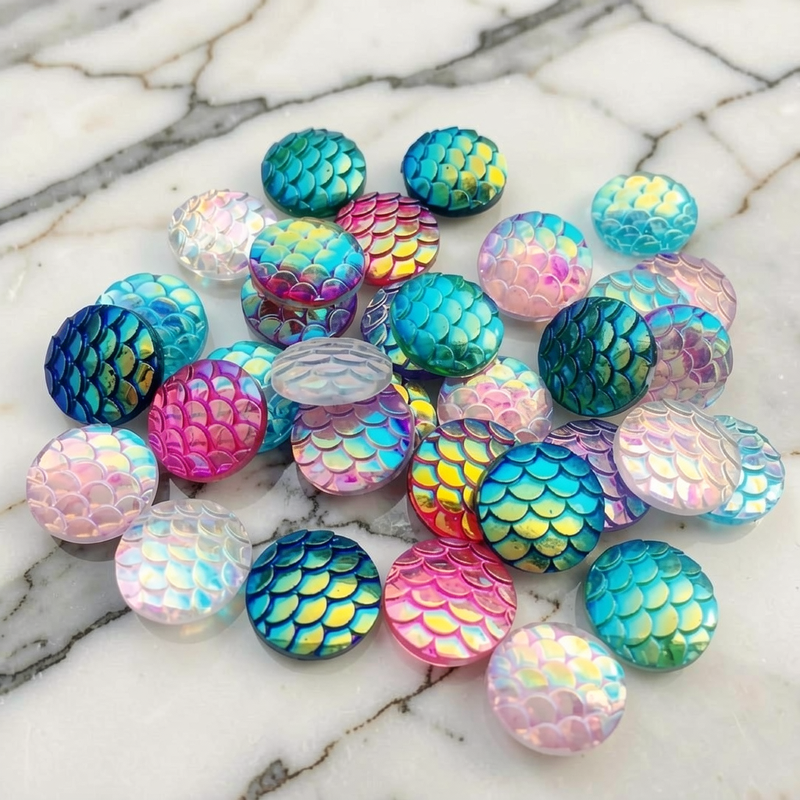 80pcs 12mm Mermaid Fish Scale  - Embellishment Glue Craft avis et prix