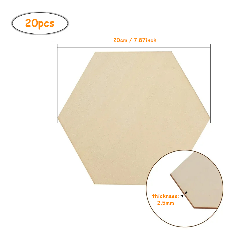 20pcs 20cm Hexagon Unfinished  - Embellish Craft avis et prix