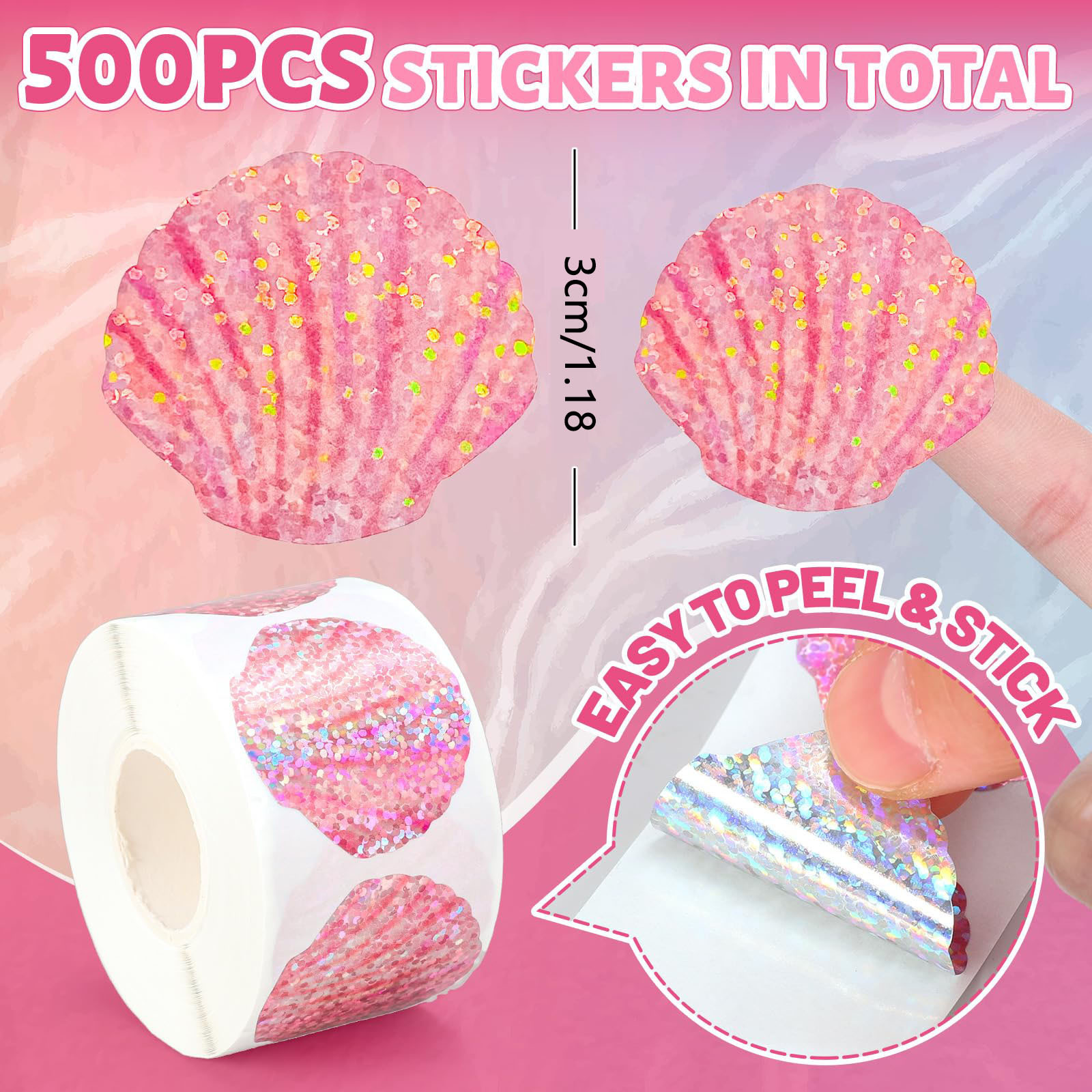 500 Pcs Summer Seashell Sticke - Glitter Vinyl Roll avis et prix