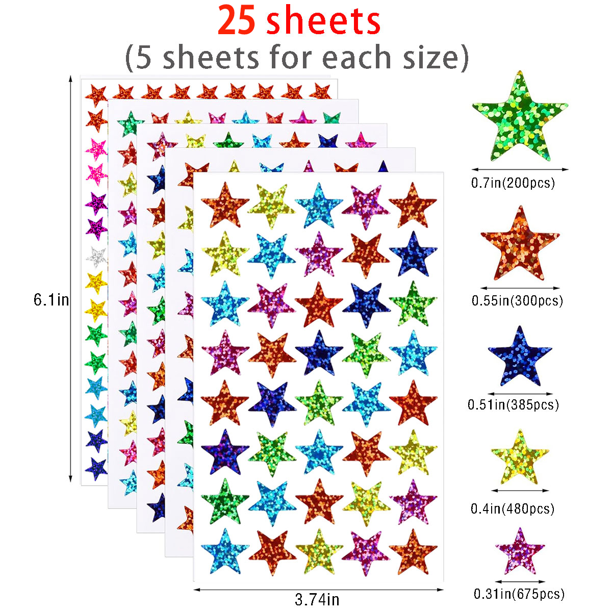 25 sheets Star Stickers 2040pc - Glitter Vinyl Roll avis et prix