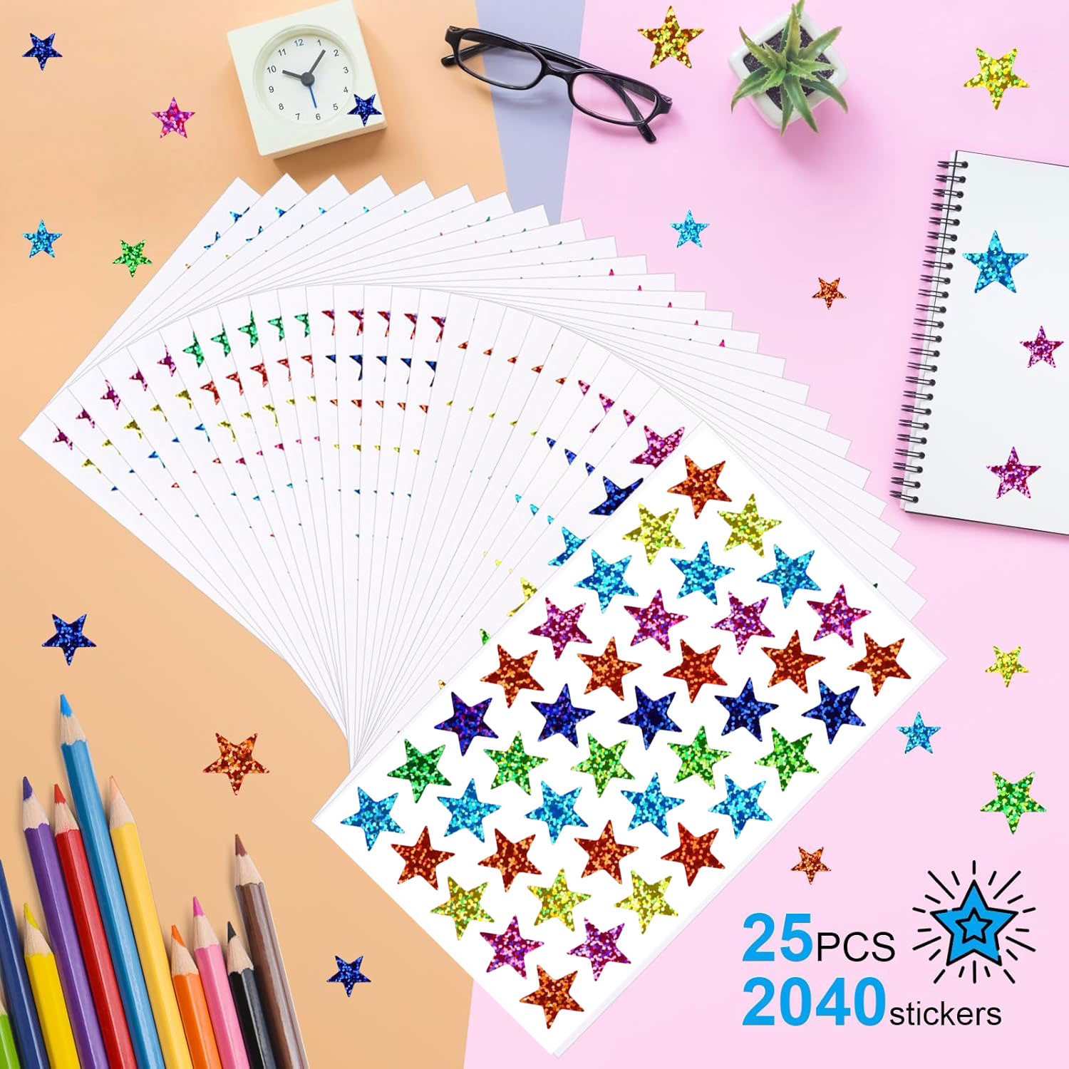 25 sheets Star Stickers 2040pc - Glitter Vinyl Roll avis et prix