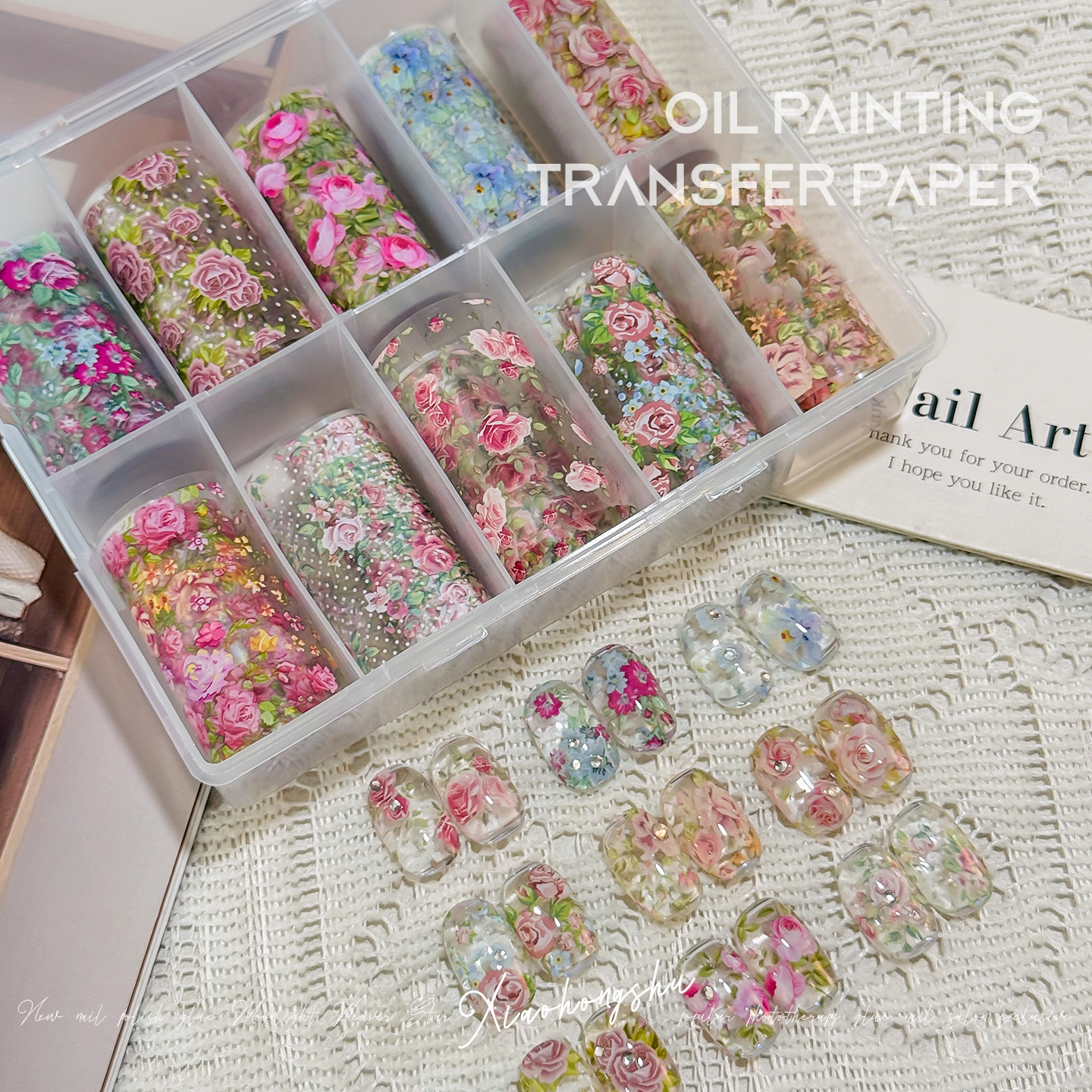 10 Rolls Rose Flower Nail Foil - Glitter Vinyl Roll avis et prix
