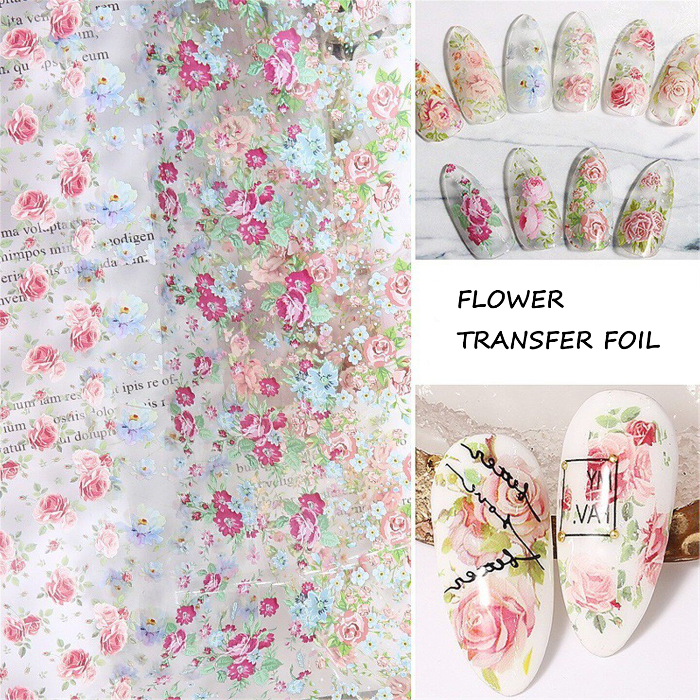 10 Rolls Rose Flower Nail Foil - Glitter Vinyl Roll avis et prix