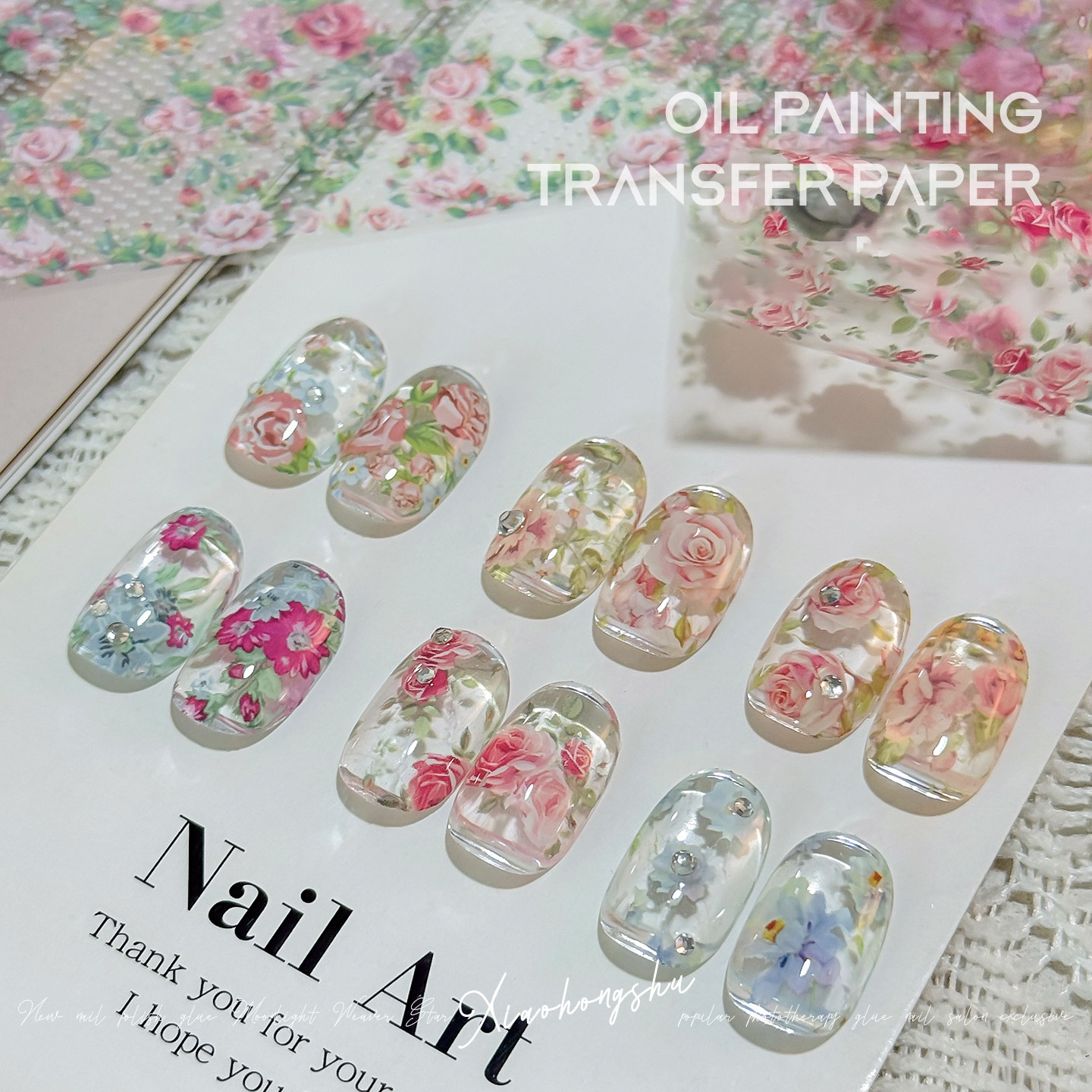 10 Rolls Rose Flower Nail Foil - Glitter Vinyl Roll avis et prix