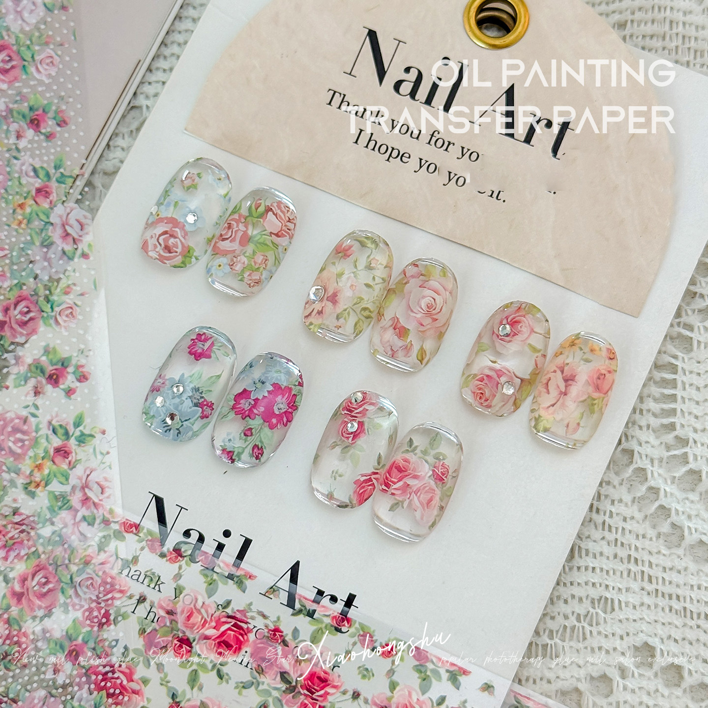 10 Rolls Rose Flower Nail Foil - Glitter Vinyl Roll avis et prix
