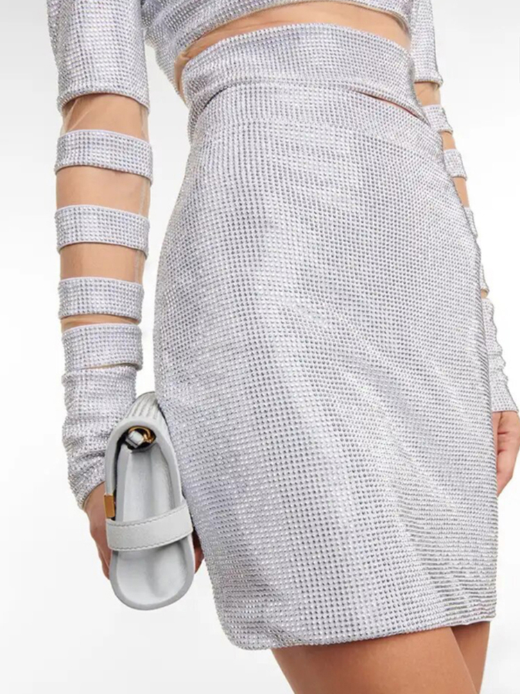Sexy Two Piece Mesh Panel Band - Sequin Fabric Panel avis et prix