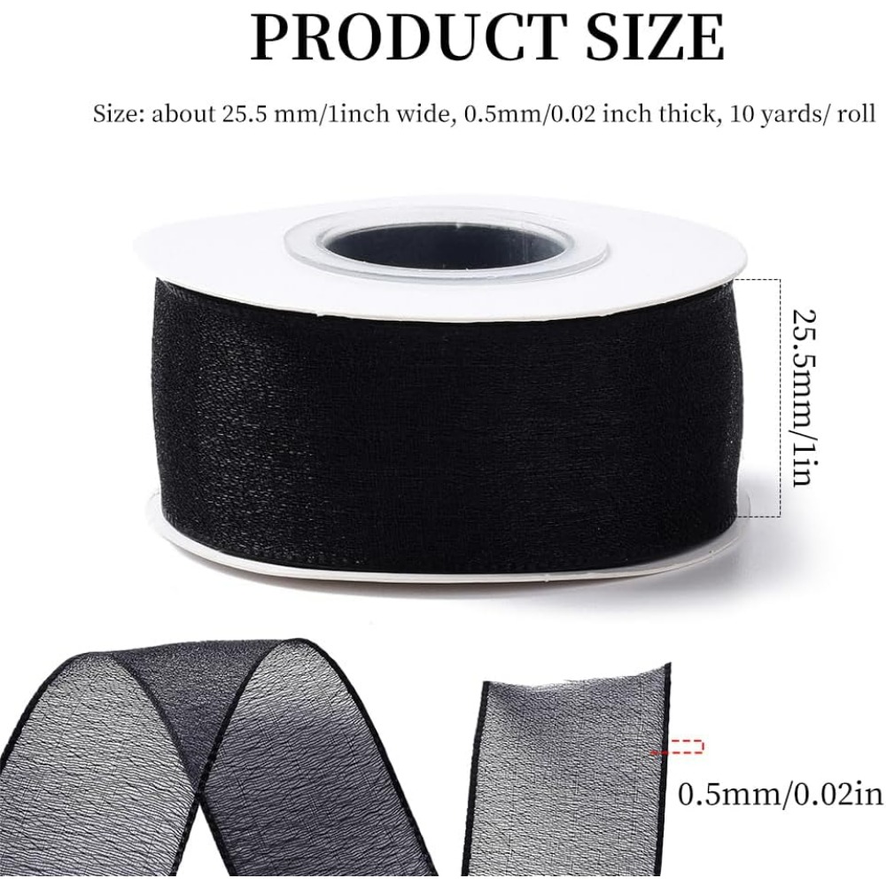 1Inch Black Organza Ribbon Wir - Organza Ribbon Spool avis et prix