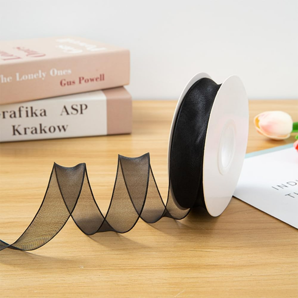 1Inch Black Organza Ribbon Wir - Organza Ribbon Spool avis et prix