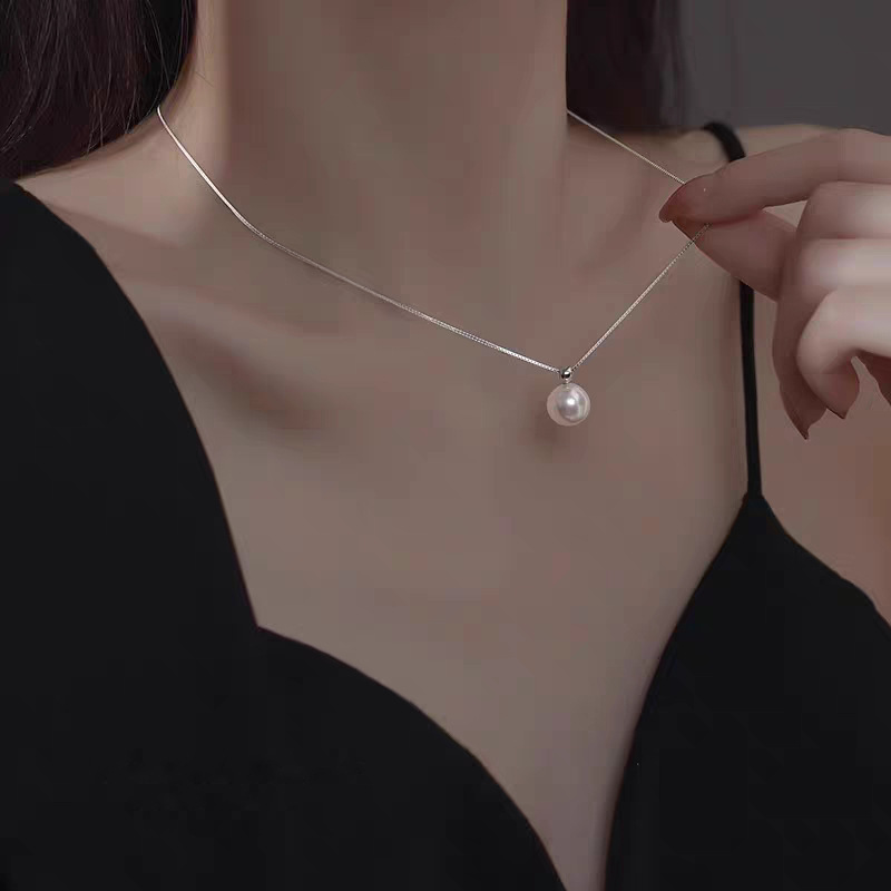 925 Sterling Silver 8mm Pearl  - Pearl Trim Chain avis et prix