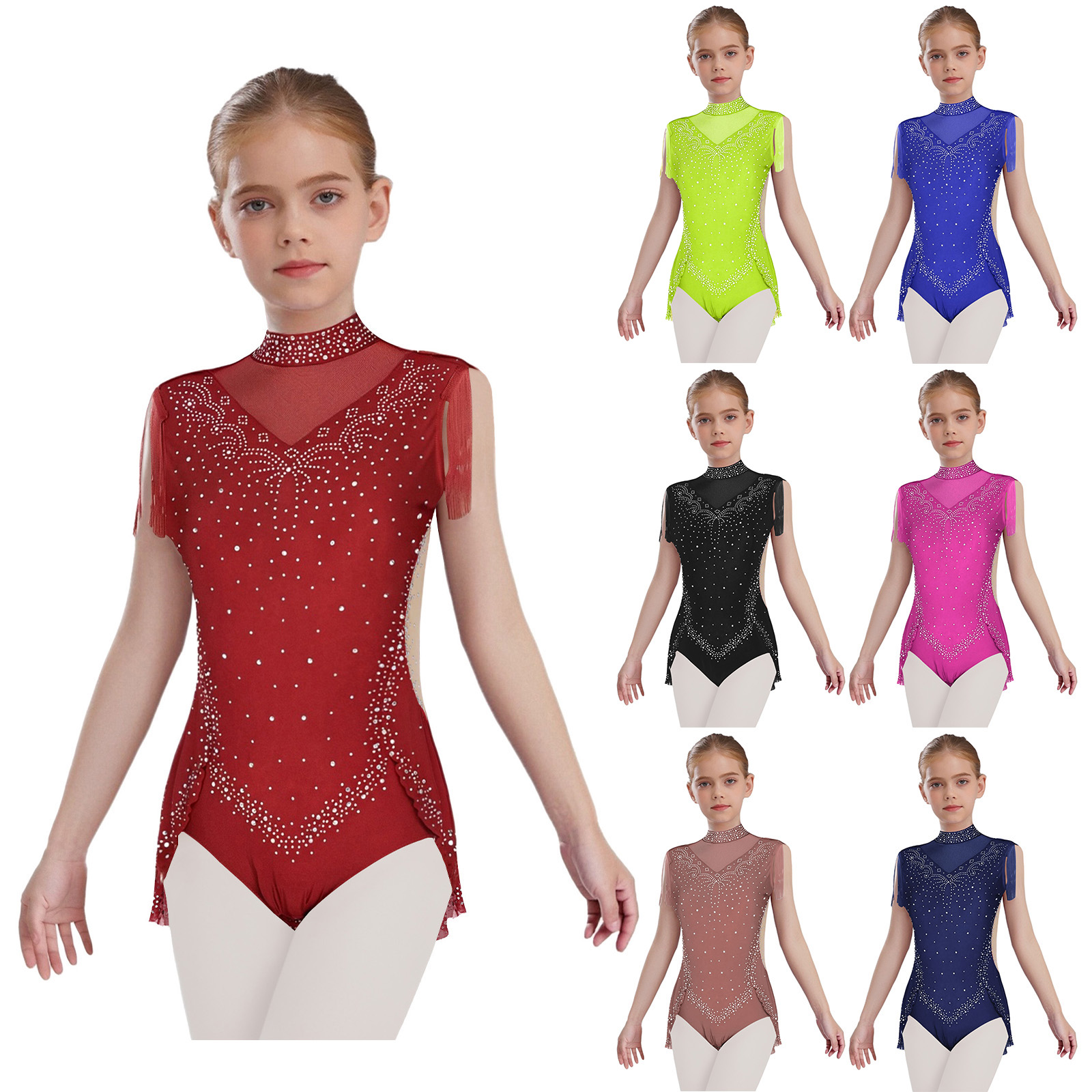 Children Girls Tassel Latin Da - Rhinestone Banding Trim avis et prix