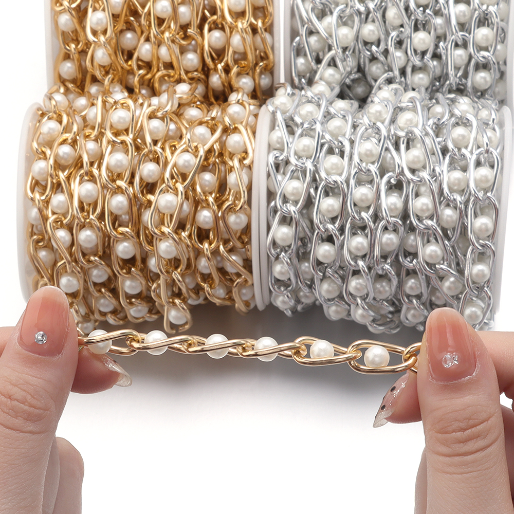 5Yards/Roll Beaded Chain Imita - Pearl Trim Chain avis et prix