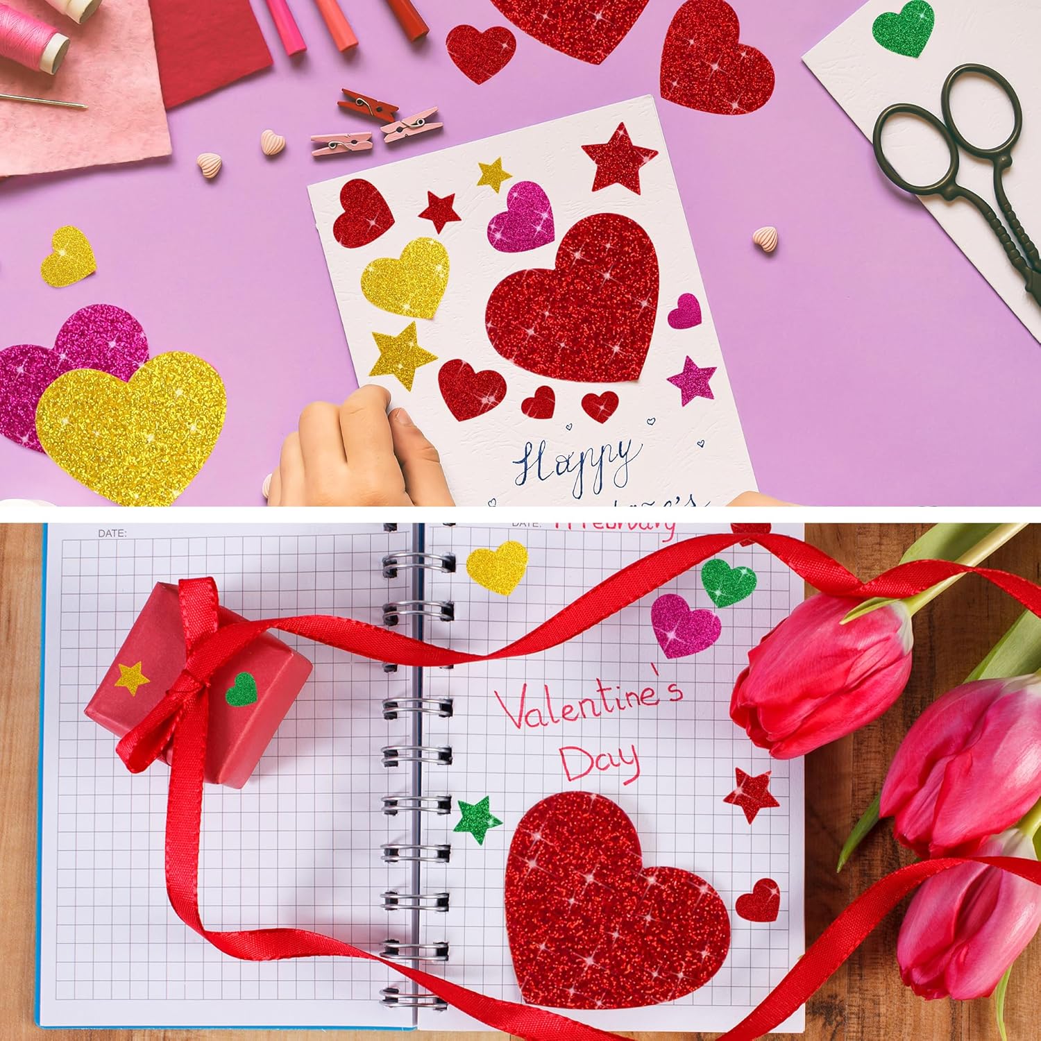 625Pcs Glitter Heart Foam Stic - Glitter Vinyl Roll avis et prix