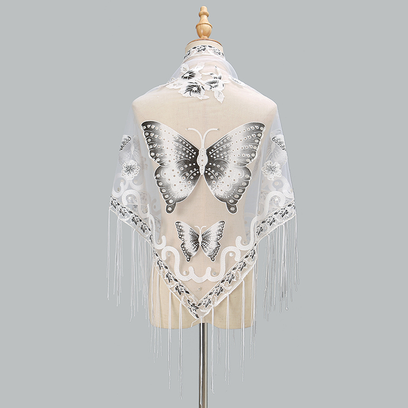 Fashion Triangle Scarf Butterf - Tassel Fringe Trim avis et prix