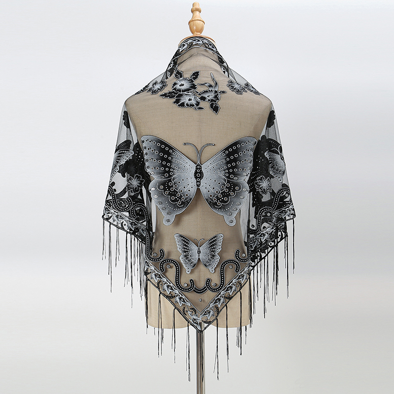Fashion Triangle Scarf Butterf - Tassel Fringe Trim avis et prix