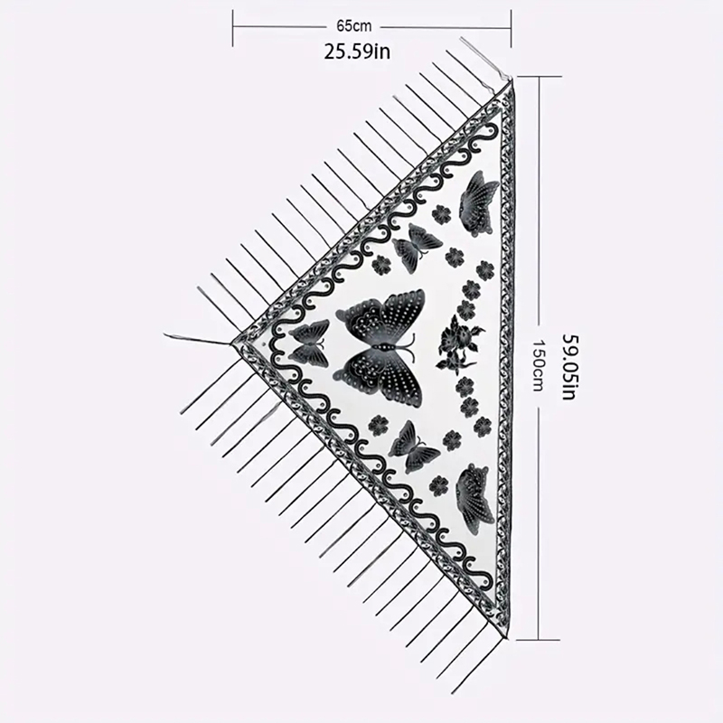Fashion Triangle Scarf Butterf - Tassel Fringe Trim avis et prix
