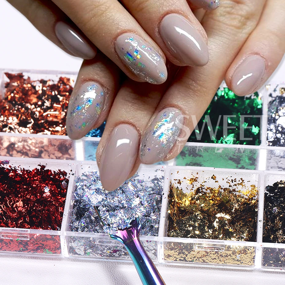 12 Grids Golden Foils Nails Gl - Glitter Vinyl Roll avis et prix