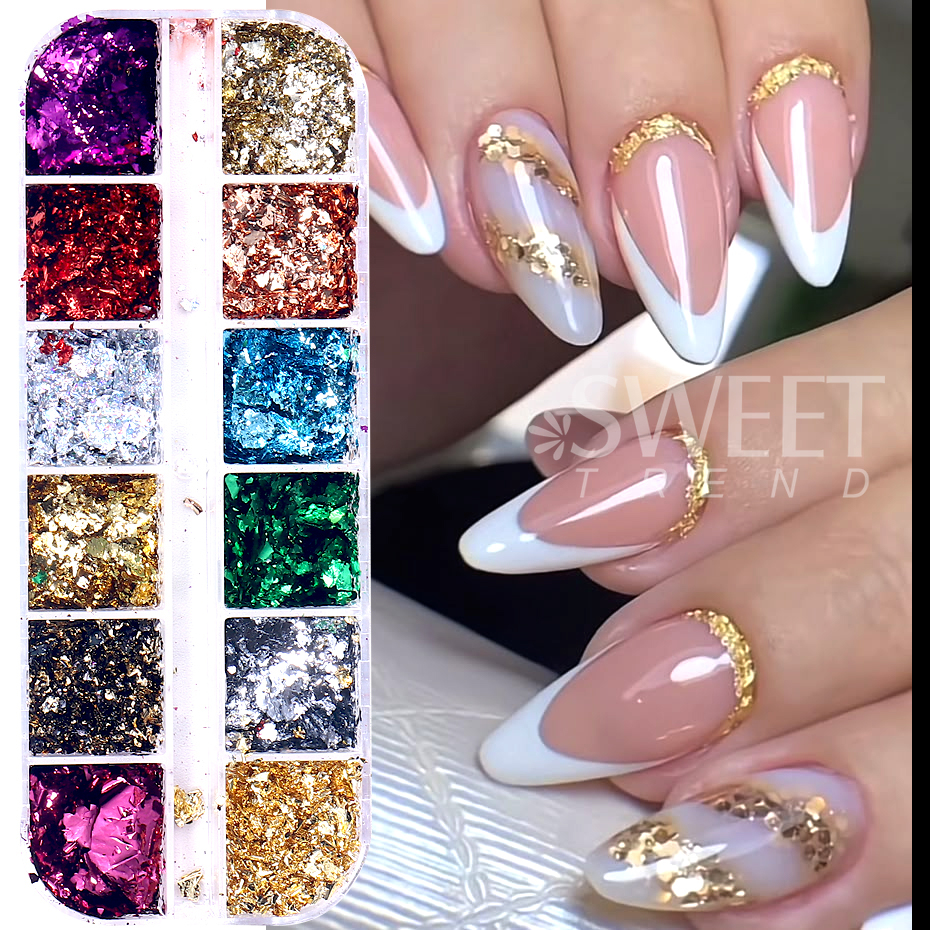 12 Grids Golden Foils Nails Gl - Glitter Vinyl Roll avis et prix