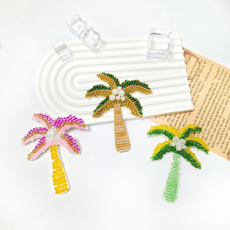 1Pc 3D Coconut Tree Beaded Pat - Craft Embellishments avis et prix
