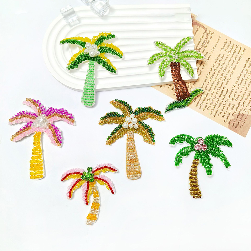 1Pc 3D Coconut Tree Beaded Pat - Craft Embellishments avis et prix
