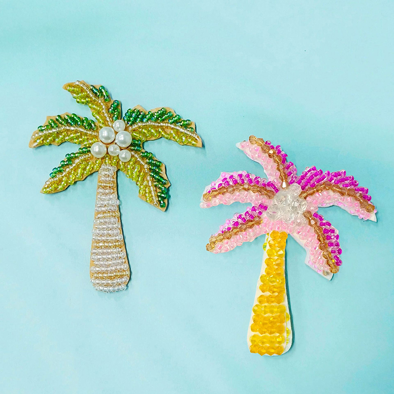 1Pc 3D Coconut Tree Beaded Pat - Craft Embellishments avis et prix