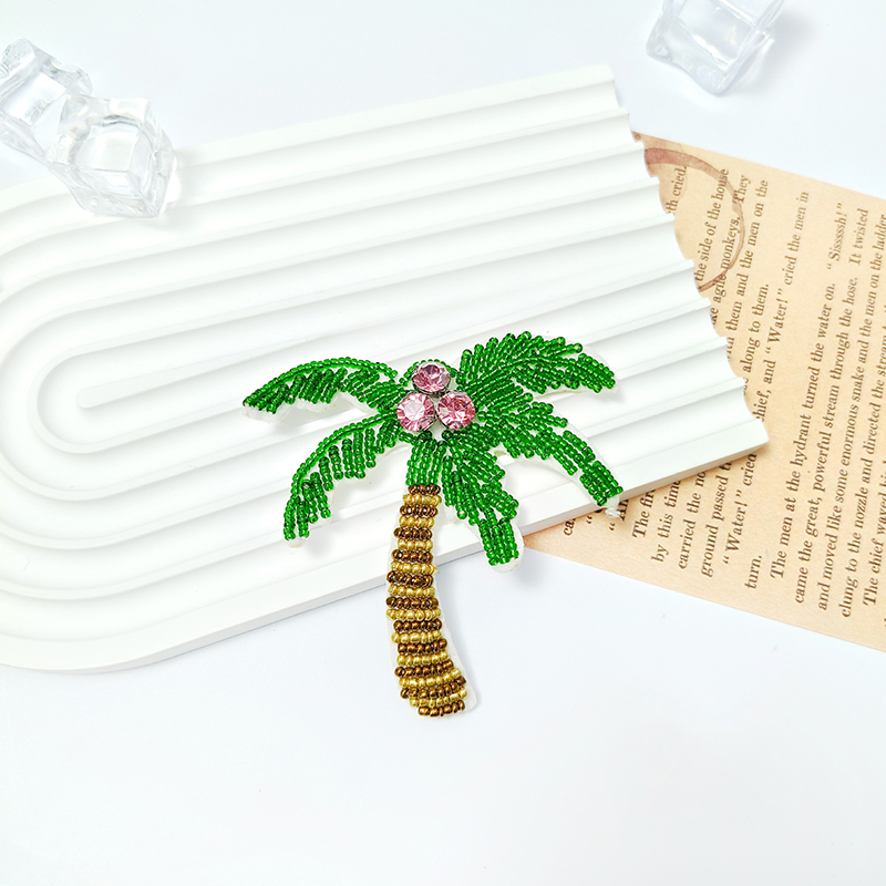 1Pc 3D Coconut Tree Beaded Pat - Craft Embellishments avis et prix