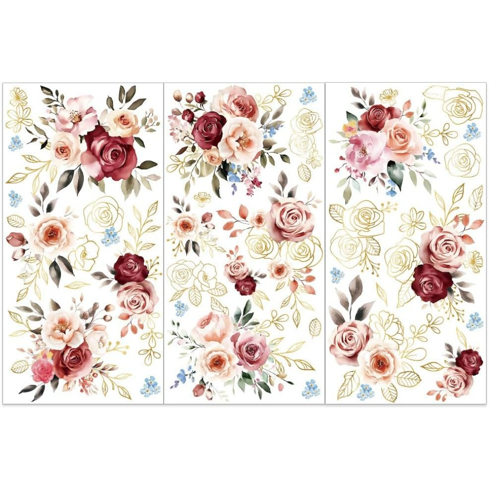 3pcs/Set Watercolor Roses Rub  - Embellishment Crafts avis et prix