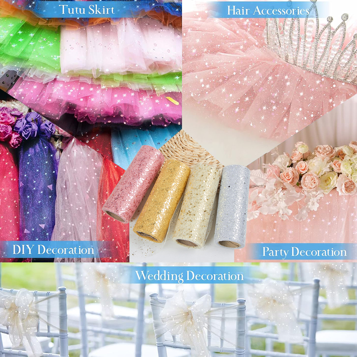 Glitter Tulle Rolls Birthday P - Organza Ribbon Spool avis et prix