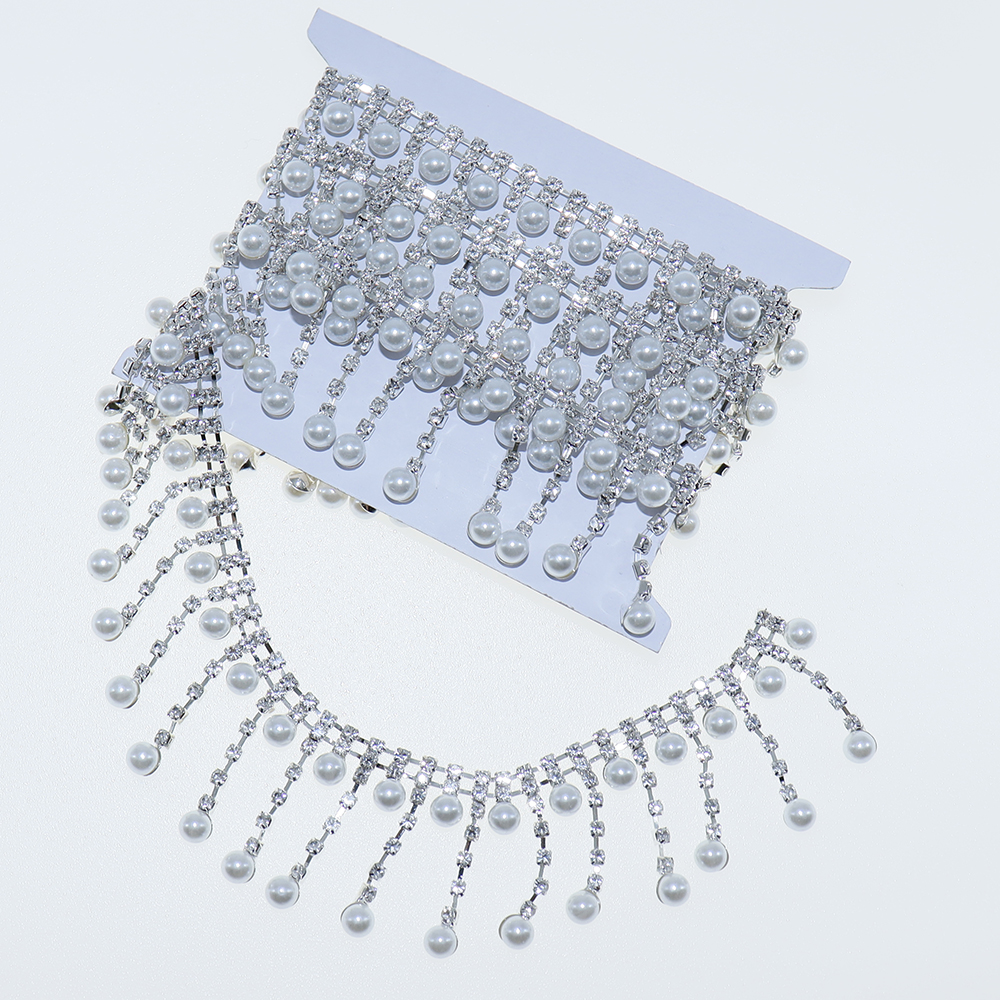 Crystal Rhinestone Pearl Trim  - Pearl Trim Chain avis et prix