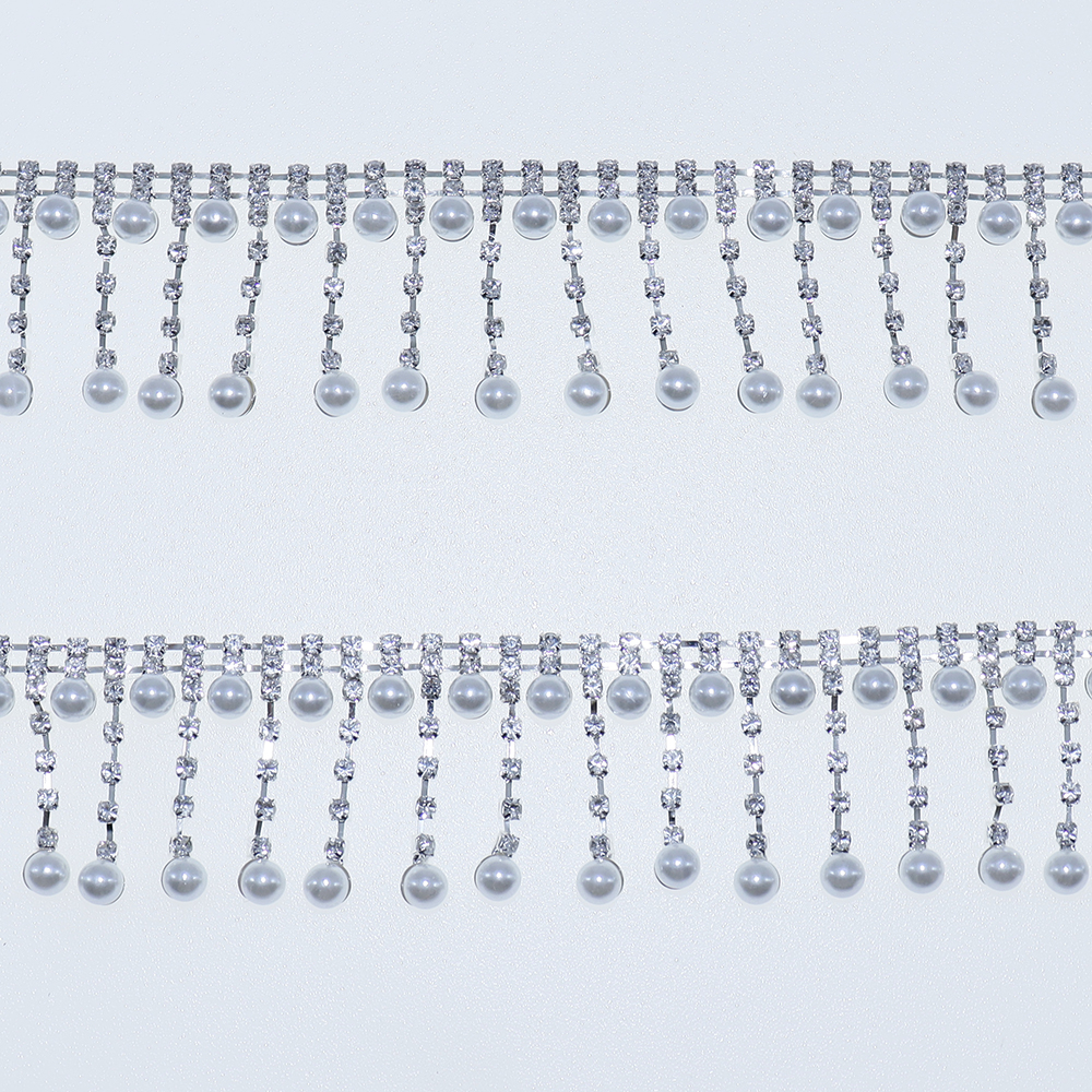 Crystal Rhinestone Pearl Trim  - Pearl Trim Chain avis et prix