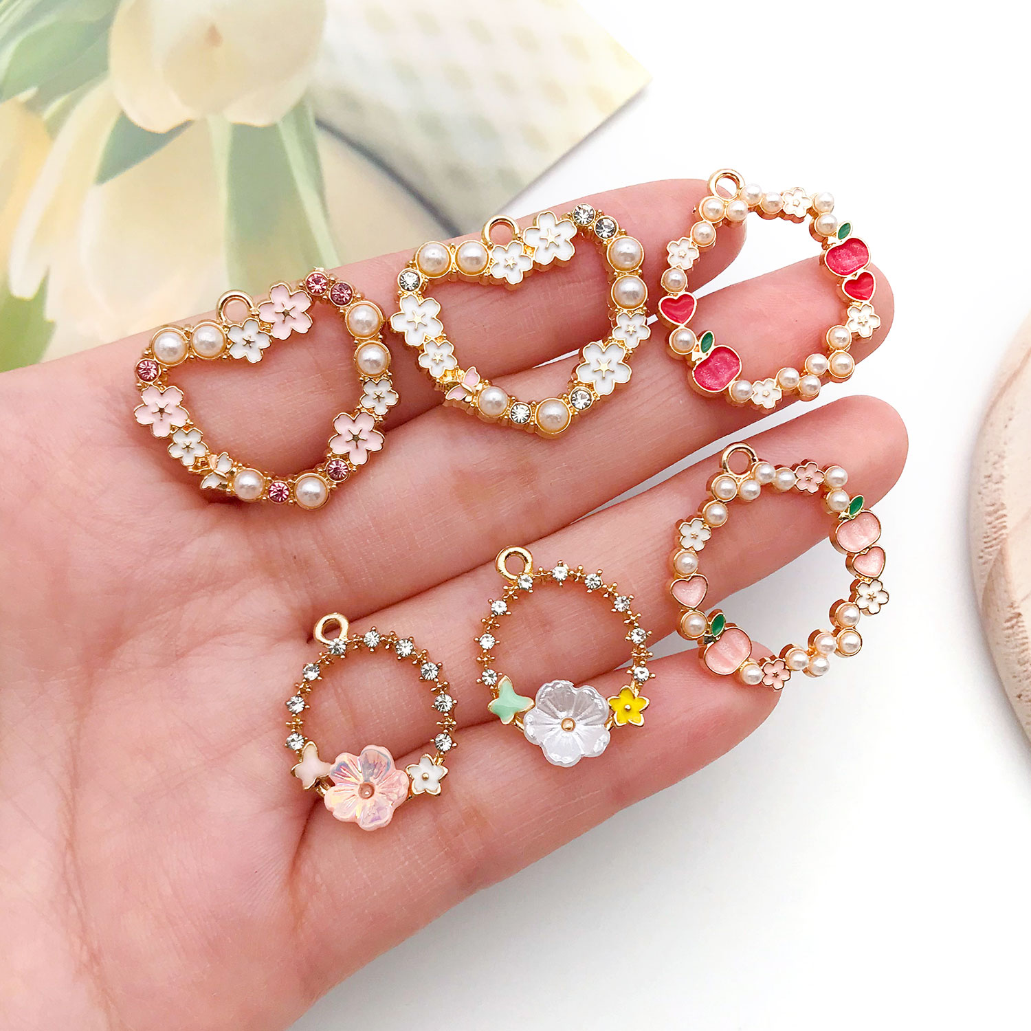 6/12pcs Enamel Openwork Charm  - Embellishment Crafts avis et prix