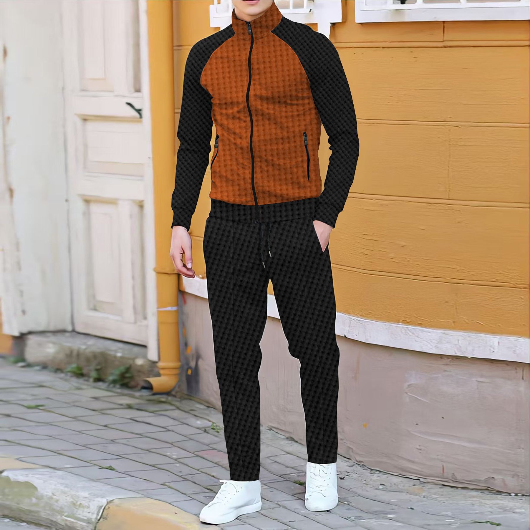 Men Casual Waffle Knit Track S - Embellish Knit avis et prix