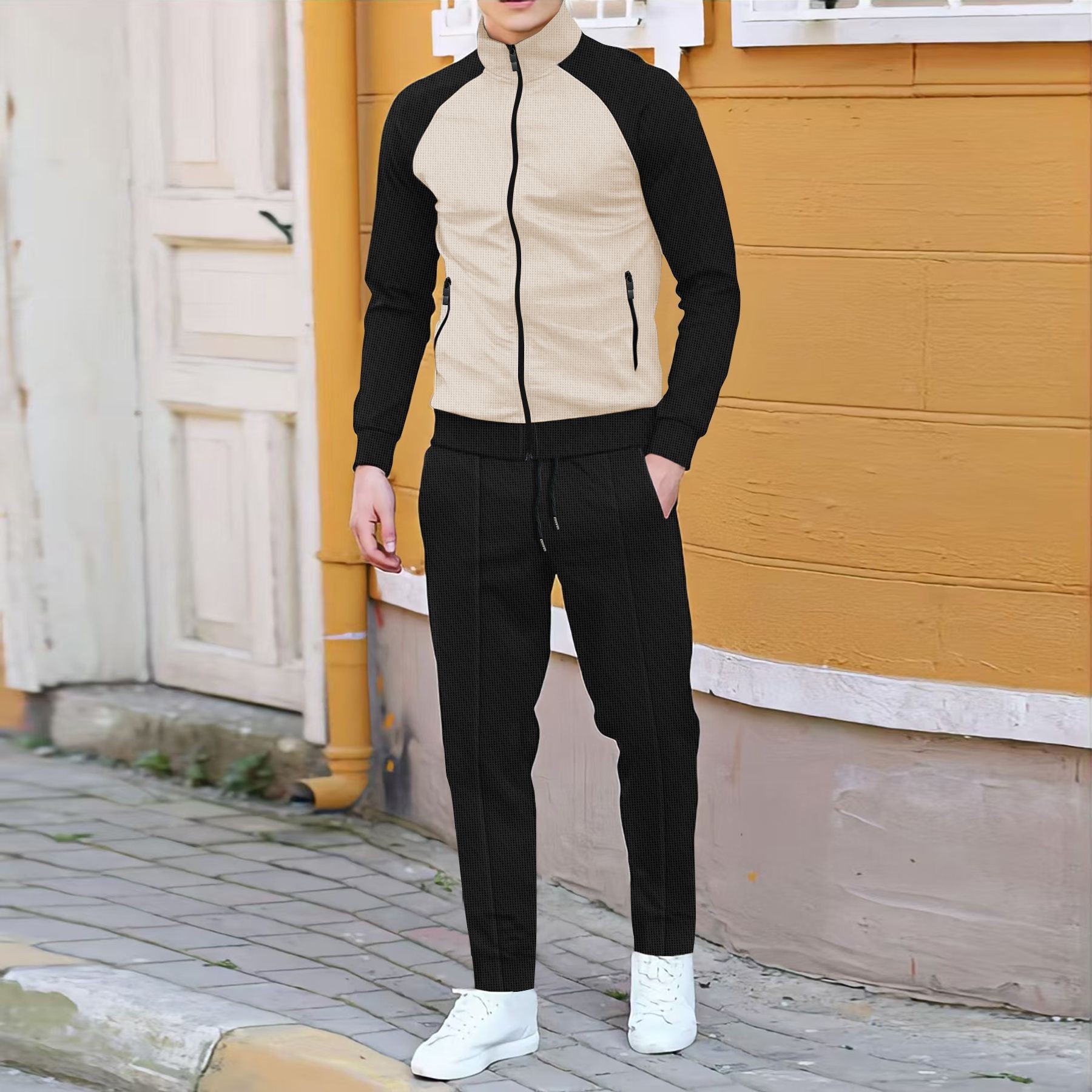 Men Casual Waffle Knit Track S - Embellish Knit avis et prix
