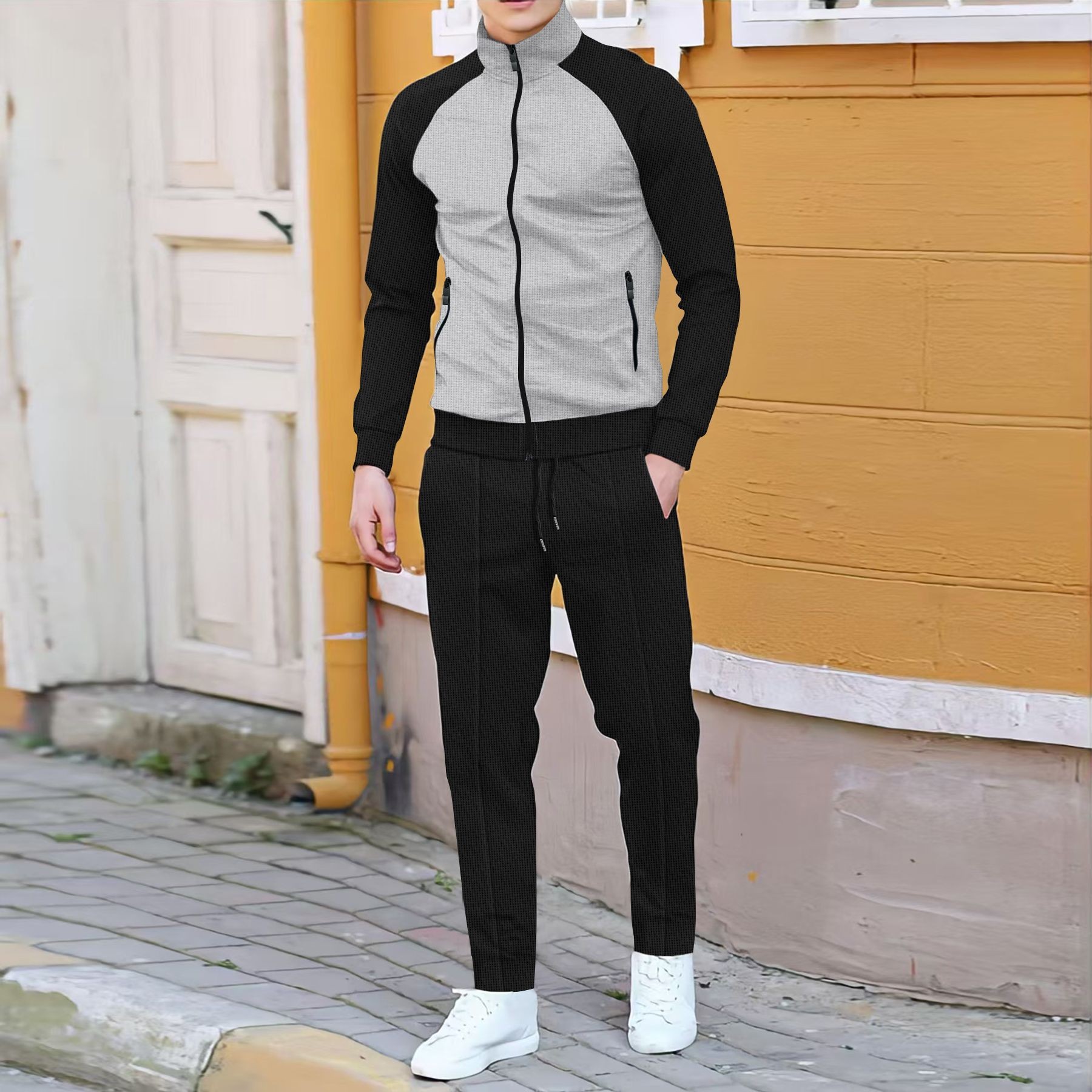 Men Casual Waffle Knit Track S - Embellish Knit avis et prix
