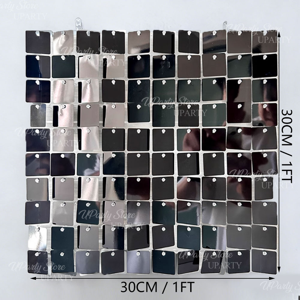 Black Shimmer Wall Backdrop 12 - Sequin Fabric Panel avis et prix