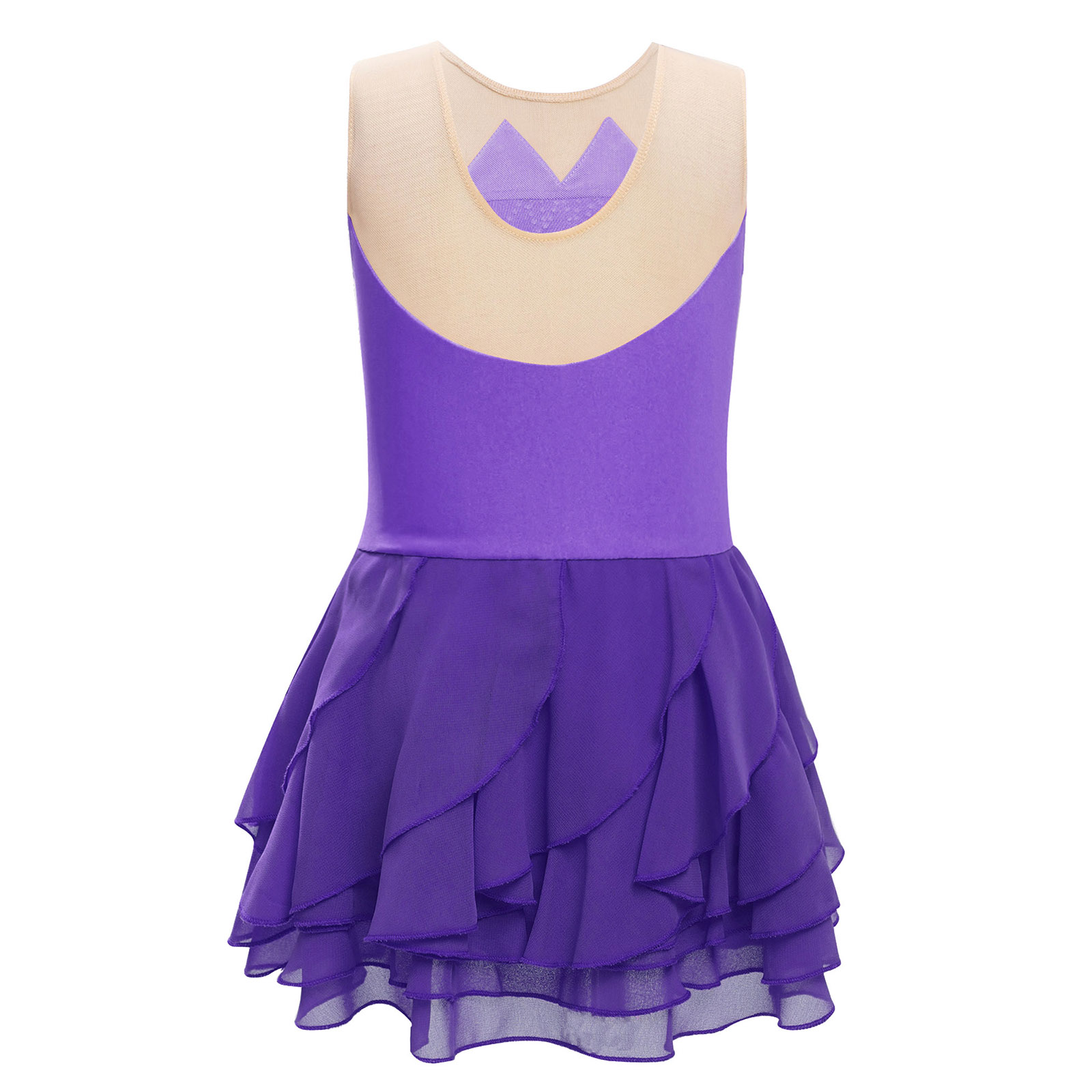 Girls Mesh Figure Skating Dres - Rhinestone Banding Trim avis et prix