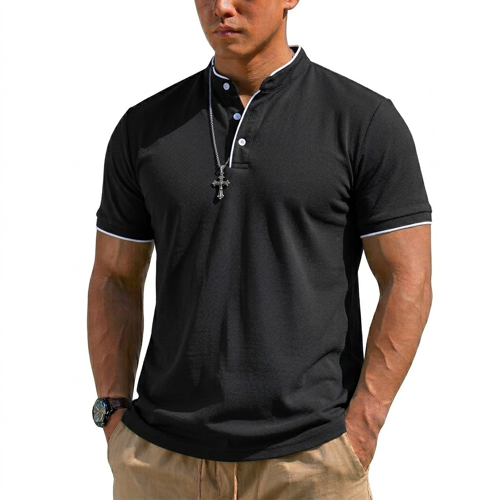 Summer Short Sleeve Henley Shi - Embellish Knit avis et prix