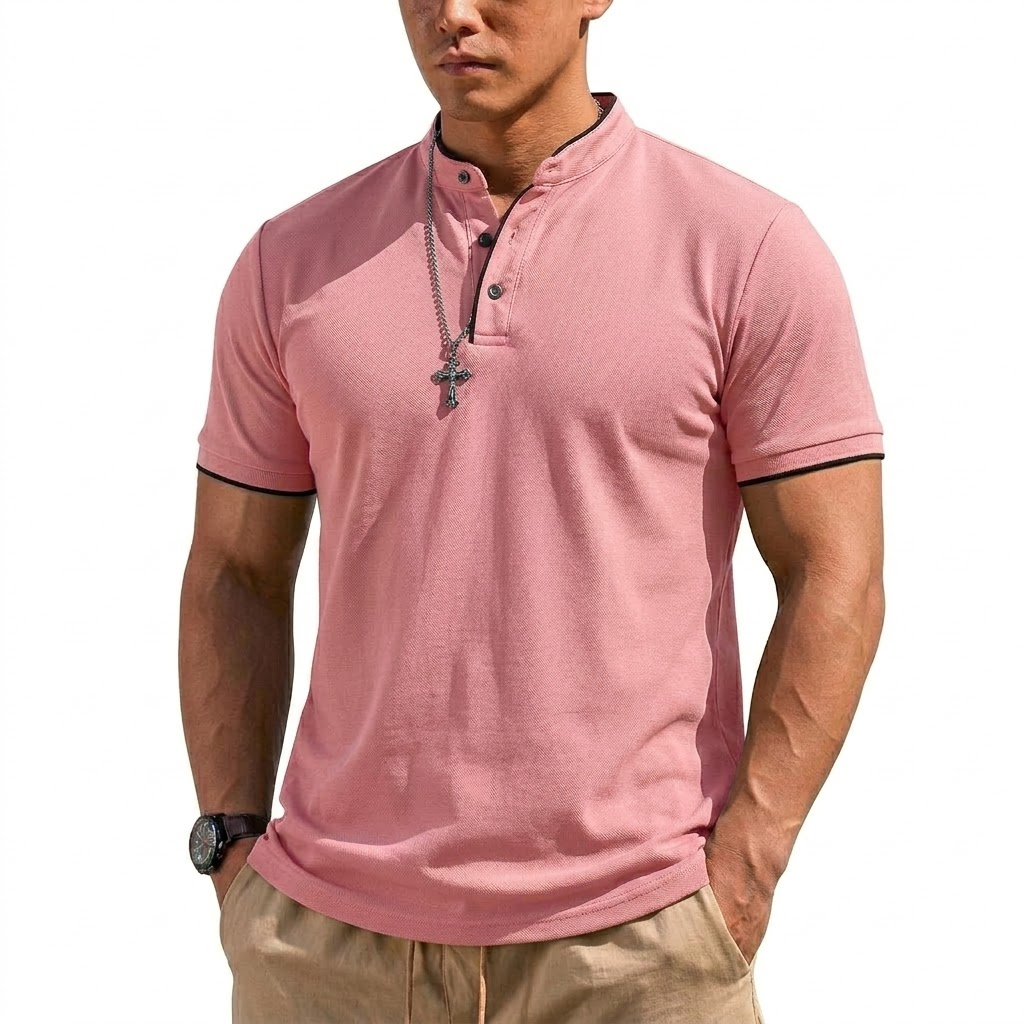 Summer Short Sleeve Henley Shi - Embellish Knit avis et prix