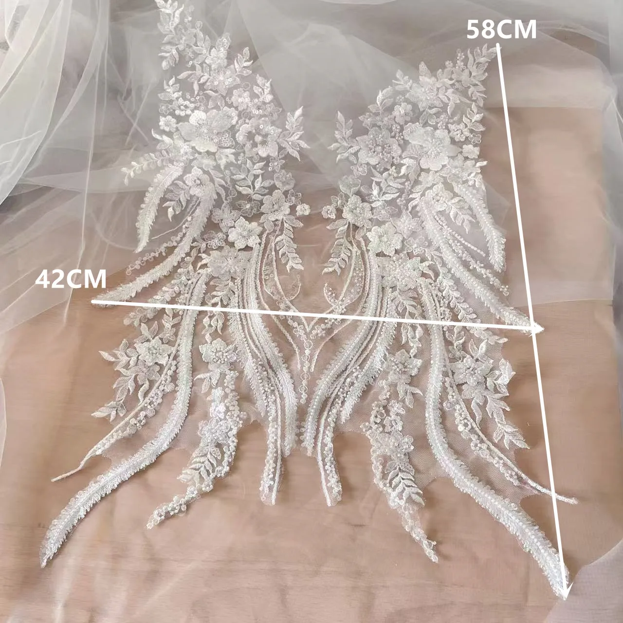 New Beaded Sequins Lace Mirror - Applique Patch Flower avis et prix