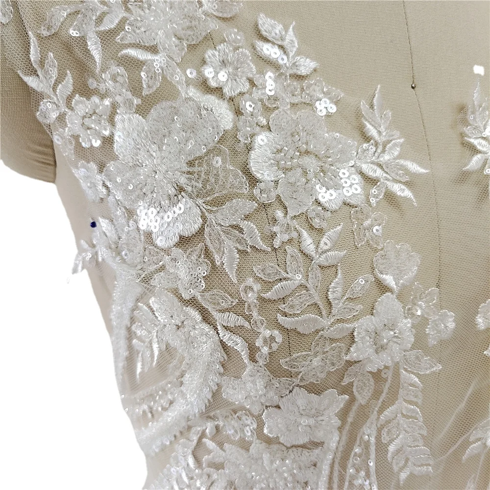 New Beaded Sequins Lace Mirror - Applique Patch Flower avis et prix