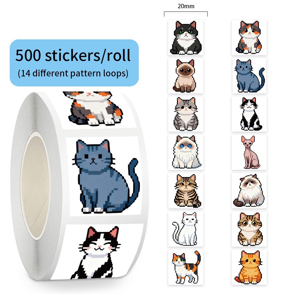 500 Pcs/Roll Cute Pixel Cat St - Craft Embellishment World avis et prix