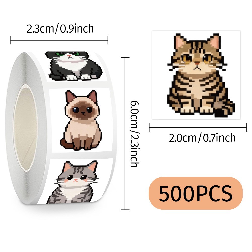 500 Pcs/Roll Cute Pixel Cat St - Craft Embellishment World avis et prix