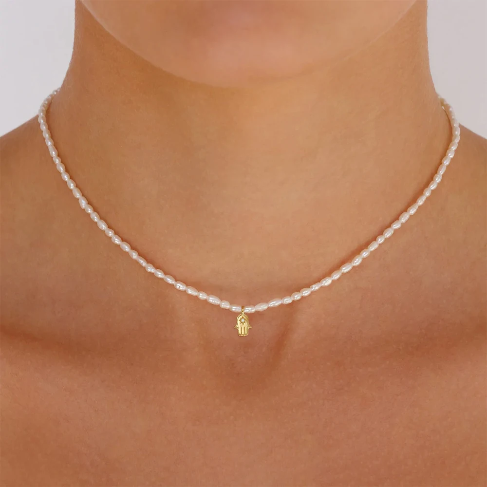 BOAKO Pearl Necklace Silver 92 - Pearl Trim Chain avis et prix