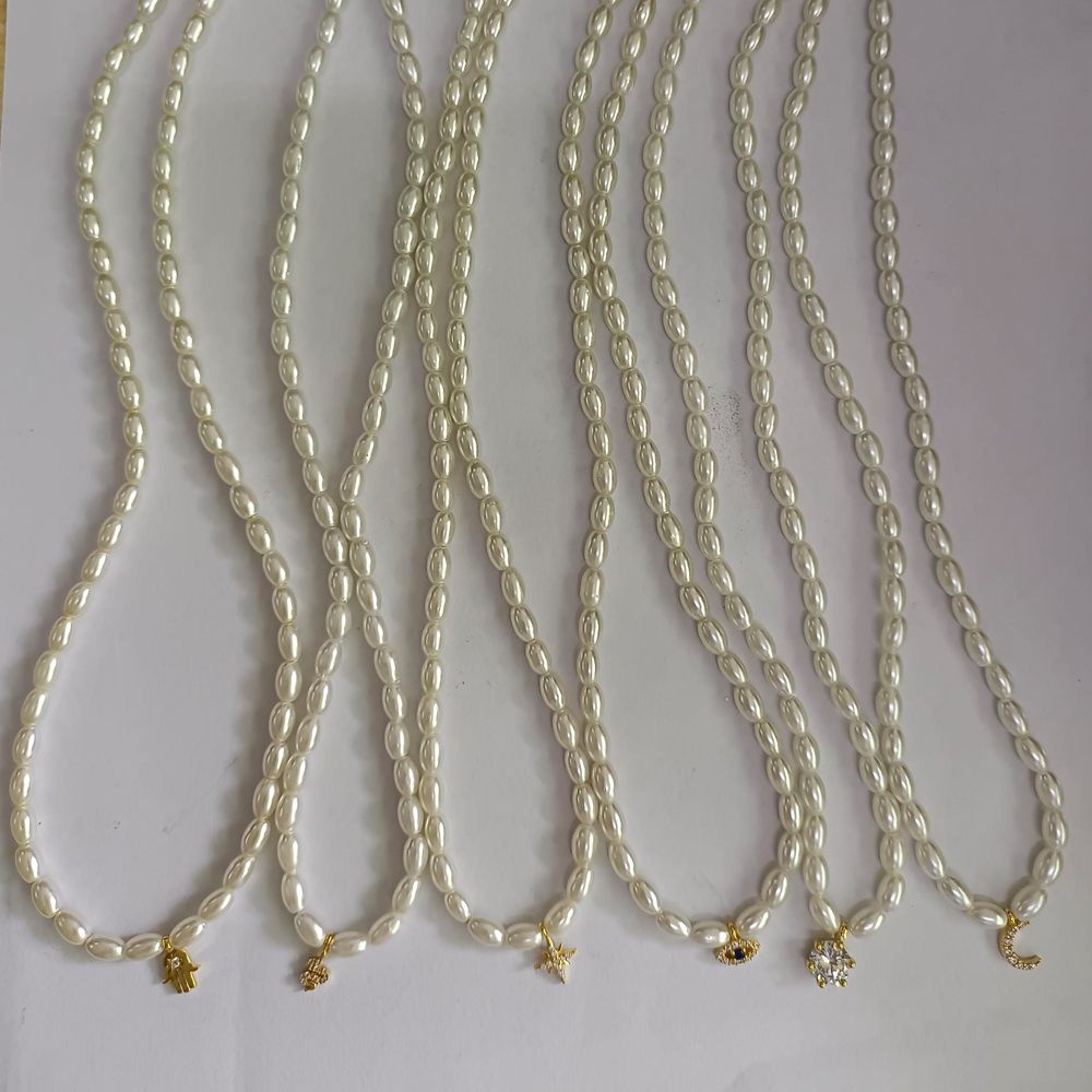 BOAKO Pearl Necklace Silver 92 - Pearl Trim Chain avis et prix