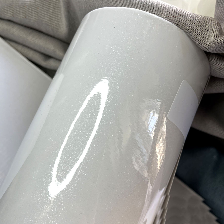 50cm*600cm High Glossy White G - Glitter Vinyl Roll avis et prix