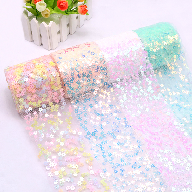 8cm 10cm 10 Yards Glitter Sequ - Organza Ribbon Spool avis et prix