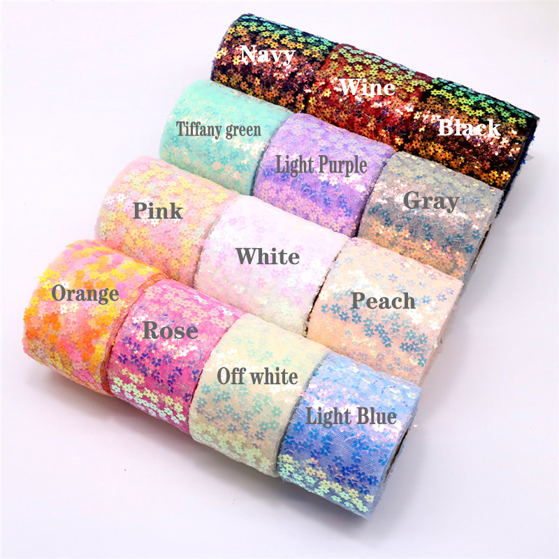 8cm 10cm 10 Yards Glitter Sequ - Organza Ribbon Spool avis et prix