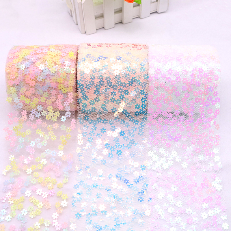 8cm 10cm 10 Yards Glitter Sequ - Organza Ribbon Spool avis et prix